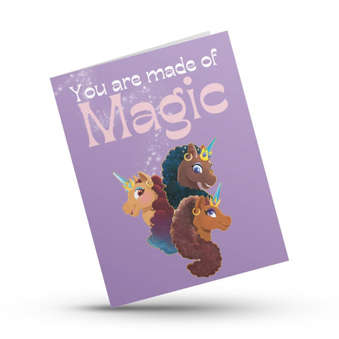 Made of Magic Afro Unicorn Affirmation Card