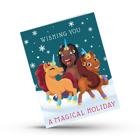 Afro Unicorn Magical Holiday Card