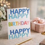 Happy Happy Birthday Greeting Card (blue)