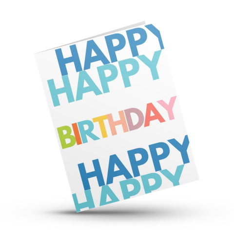 Happy Happy Birthday Greeting Card (blue)