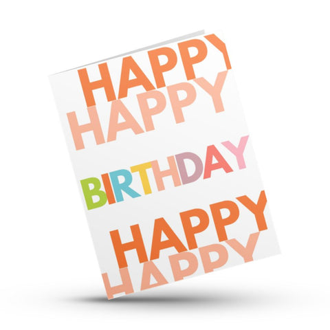 Happy Happy Birthday Greeting Card (orange)