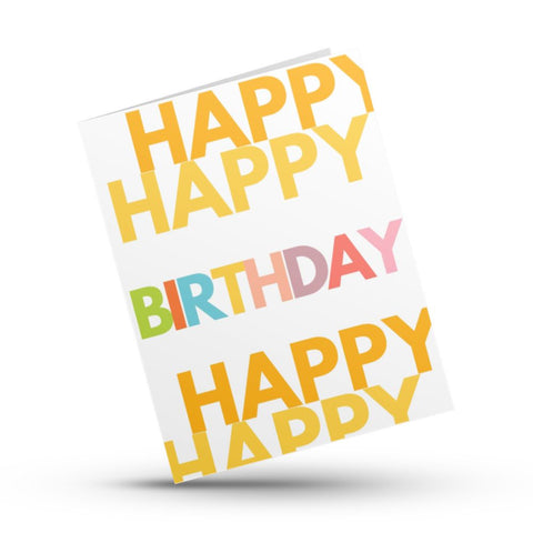 Happy Happy Birthday Greeting Card (yellow)