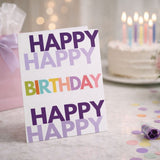 Happy Happy Birthday Greeting Card (purple)
